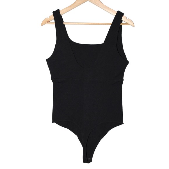 Abercrombie & Fitch Soft A&F Collection Black Ribbed Knit Cutout Bodysuit Size L - Picture 2 of 5